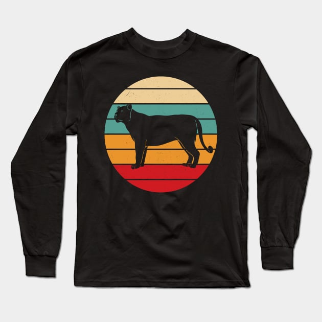 Lion Big Cat Retro Sunset Vintage African Animal Long Sleeve T-Shirt by Foxxy Merch